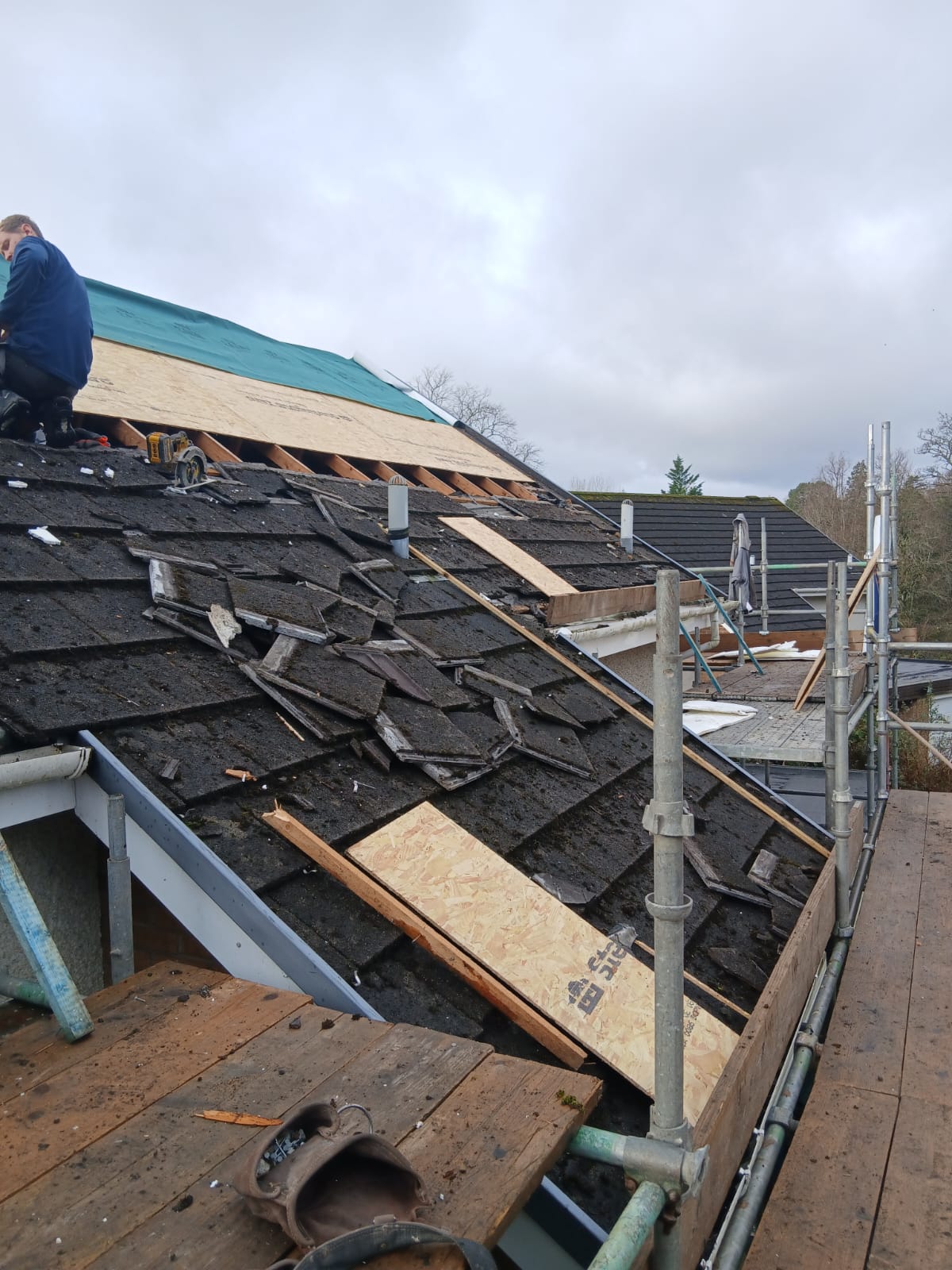 Before - chimney roughcast and gutters